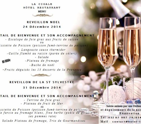 Réservez pour le réveillon de Noël ou pour la Saint Sylvestre